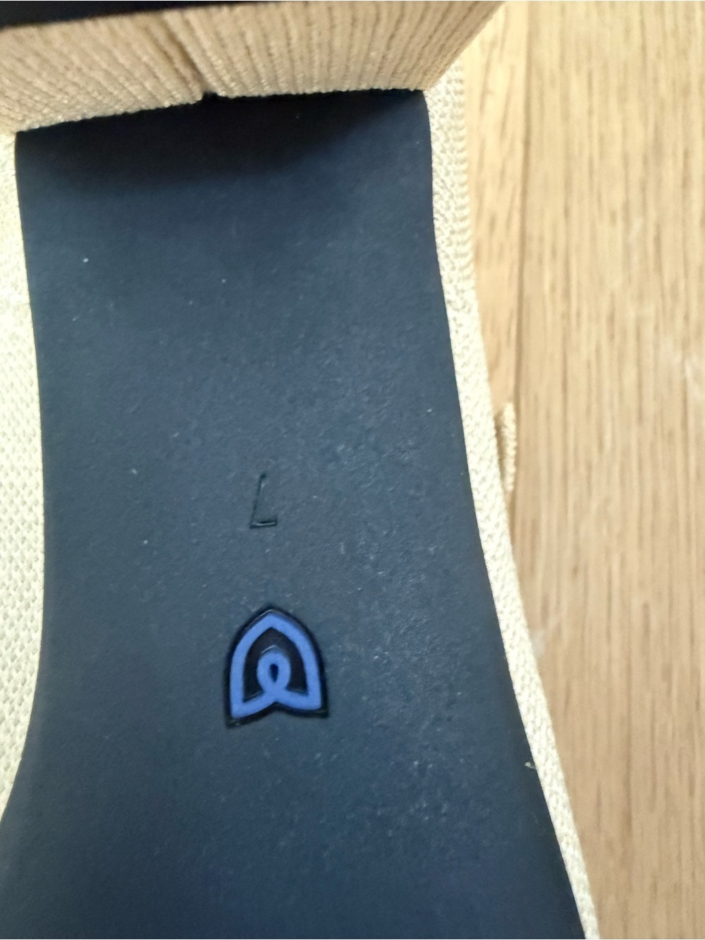Rothy's Two-Tone Mary Jane Flat in Cream and Black with Blue Trim - Picture 4 of 4